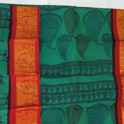Sungudi - Green Colour Saree (Without Blouse)