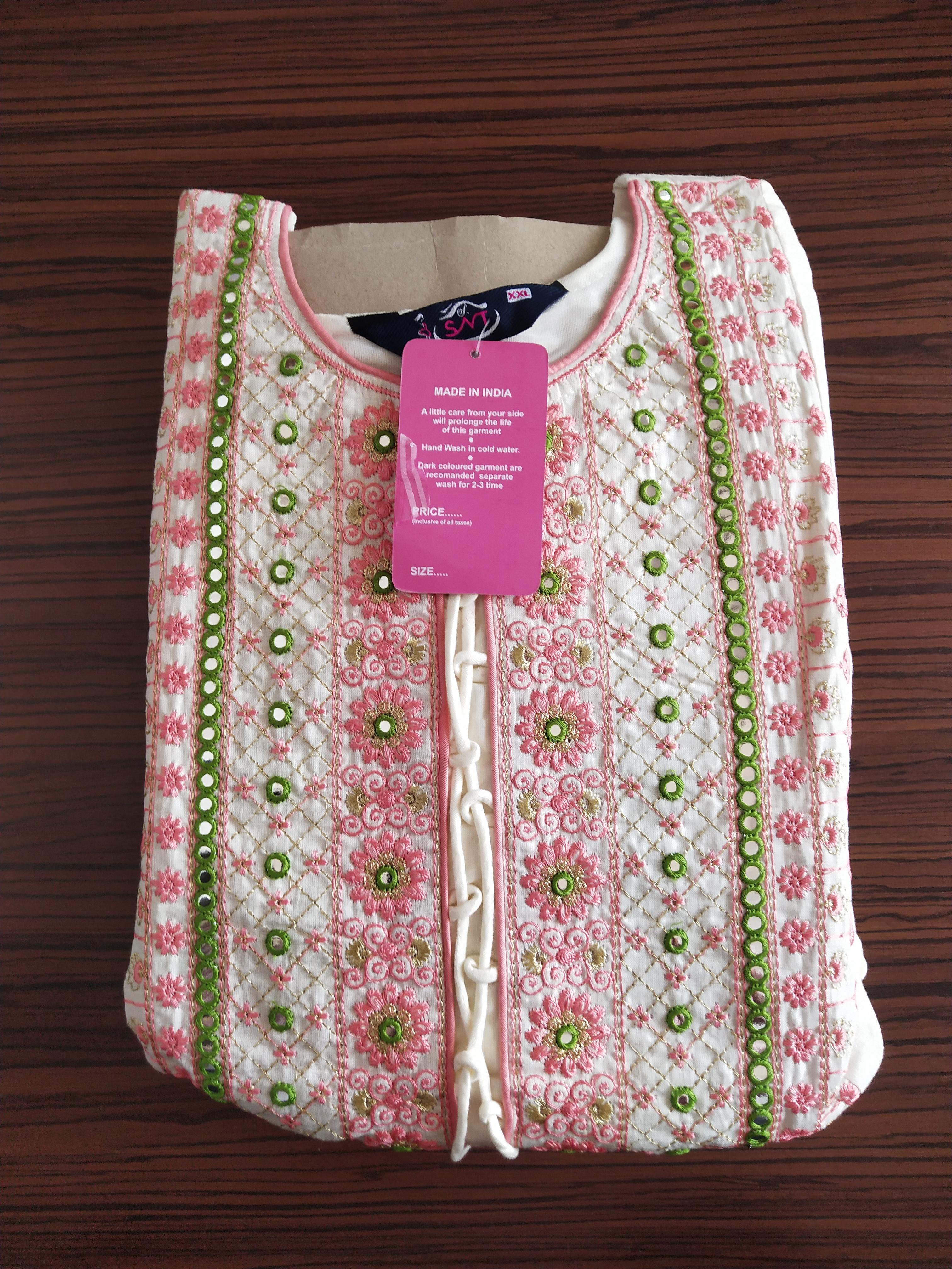 Trendy Printed White Gown  -TKSM001